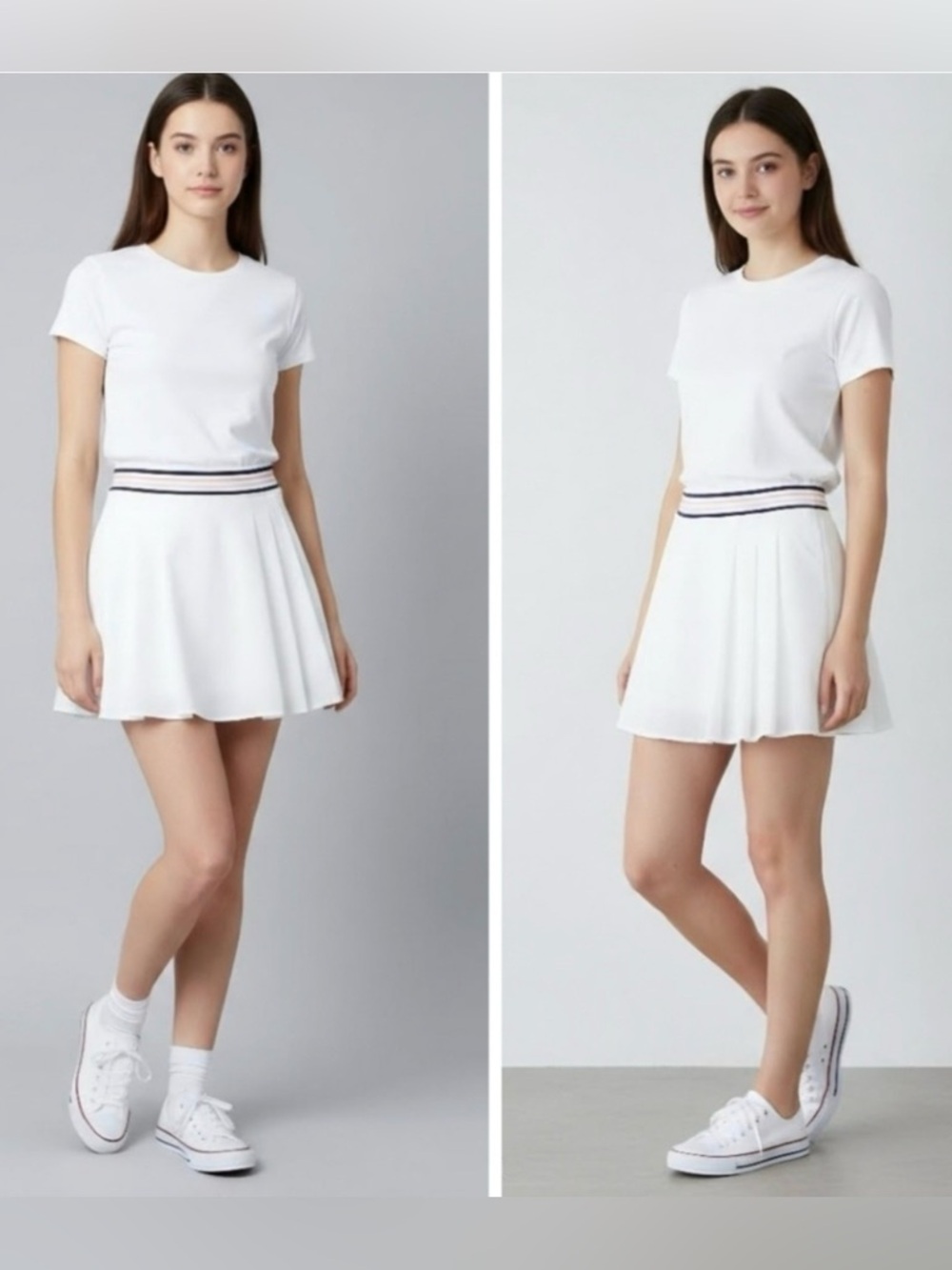 NEW Johnny Was CALME White Endurance Tennis Skirt Skort with Striped Waistband L